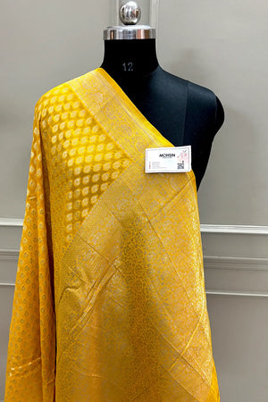Yellow Zari Georgette Silk Banarasi Saree