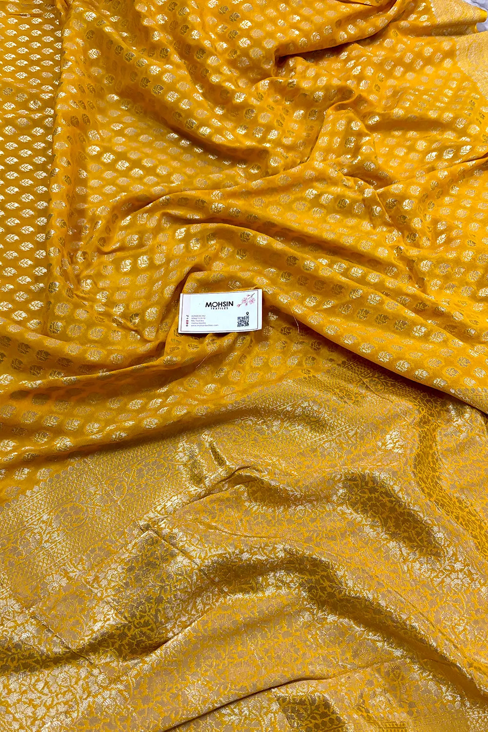 Yellow Zari Georgette Silk Banarasi Saree