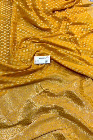 Yellow Zari Georgette Silk Banarasi Saree