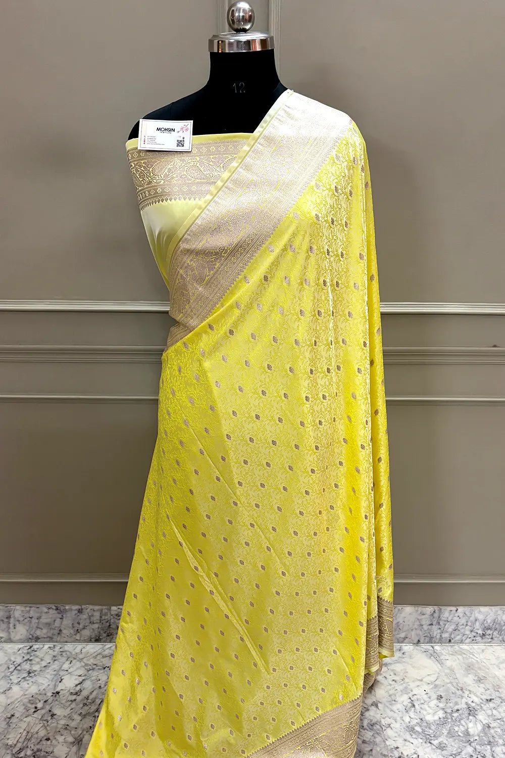 Yellow Zari Katan Silk Banarasi Saree