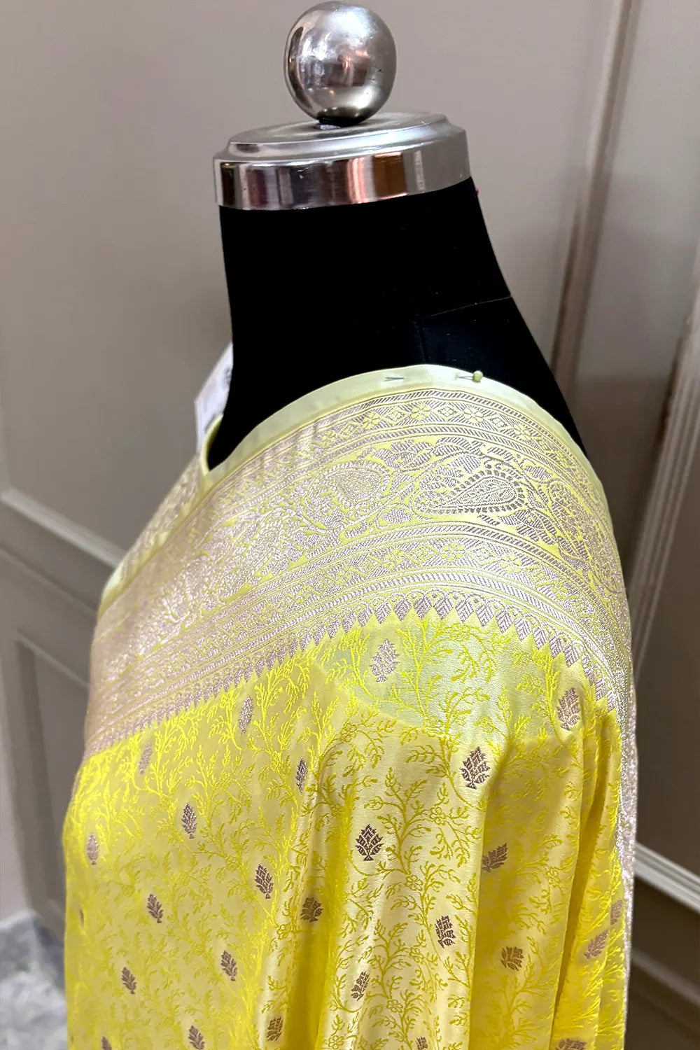 Yellow Zari Katan Silk Banarasi Saree