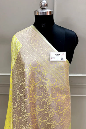 Yellow Zari Katan Silk Banarasi Saree