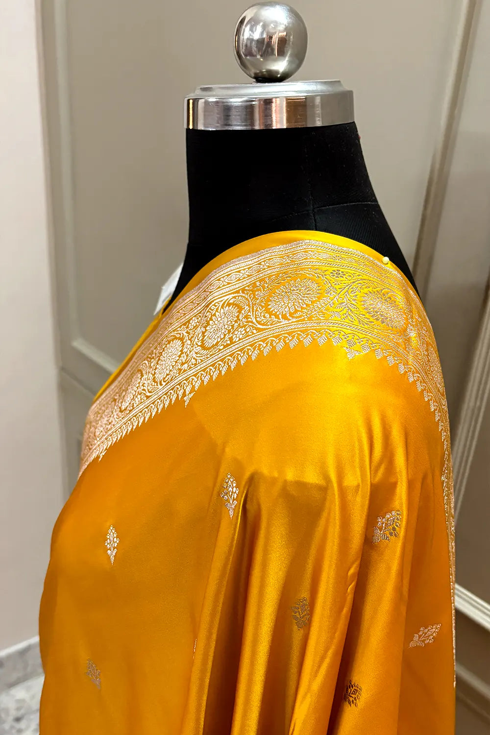 Yellow Zari Katan Silk Banarasi Saree