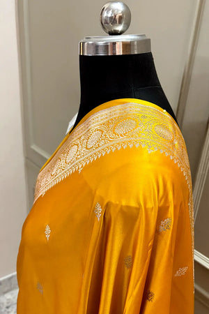 Yellow Zari Katan Silk Banarasi Saree