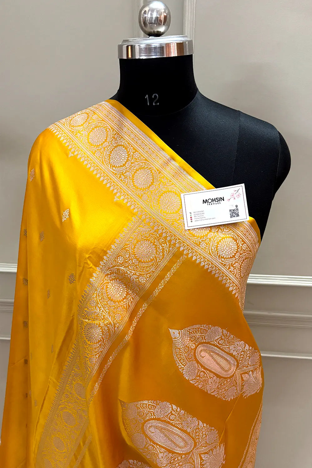 Yellow Zari Katan Silk Banarasi Saree