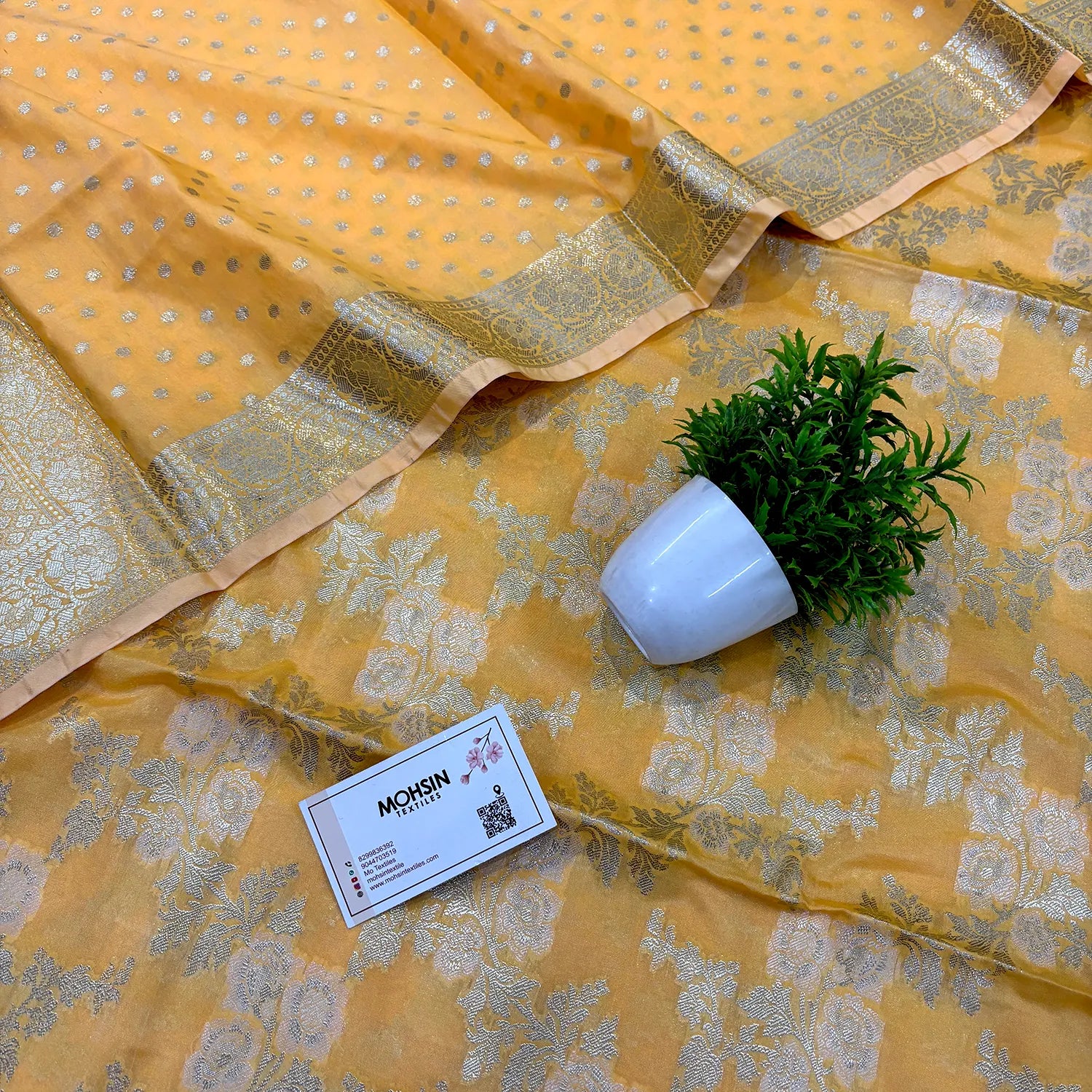 Yellow Zari Katan Silk Banarasi Suit