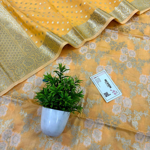 Yellow Zari Katan Silk Banarasi Suit