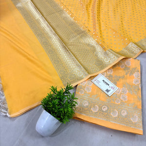 Yellow Zari Katan Silk Banarasi Suit