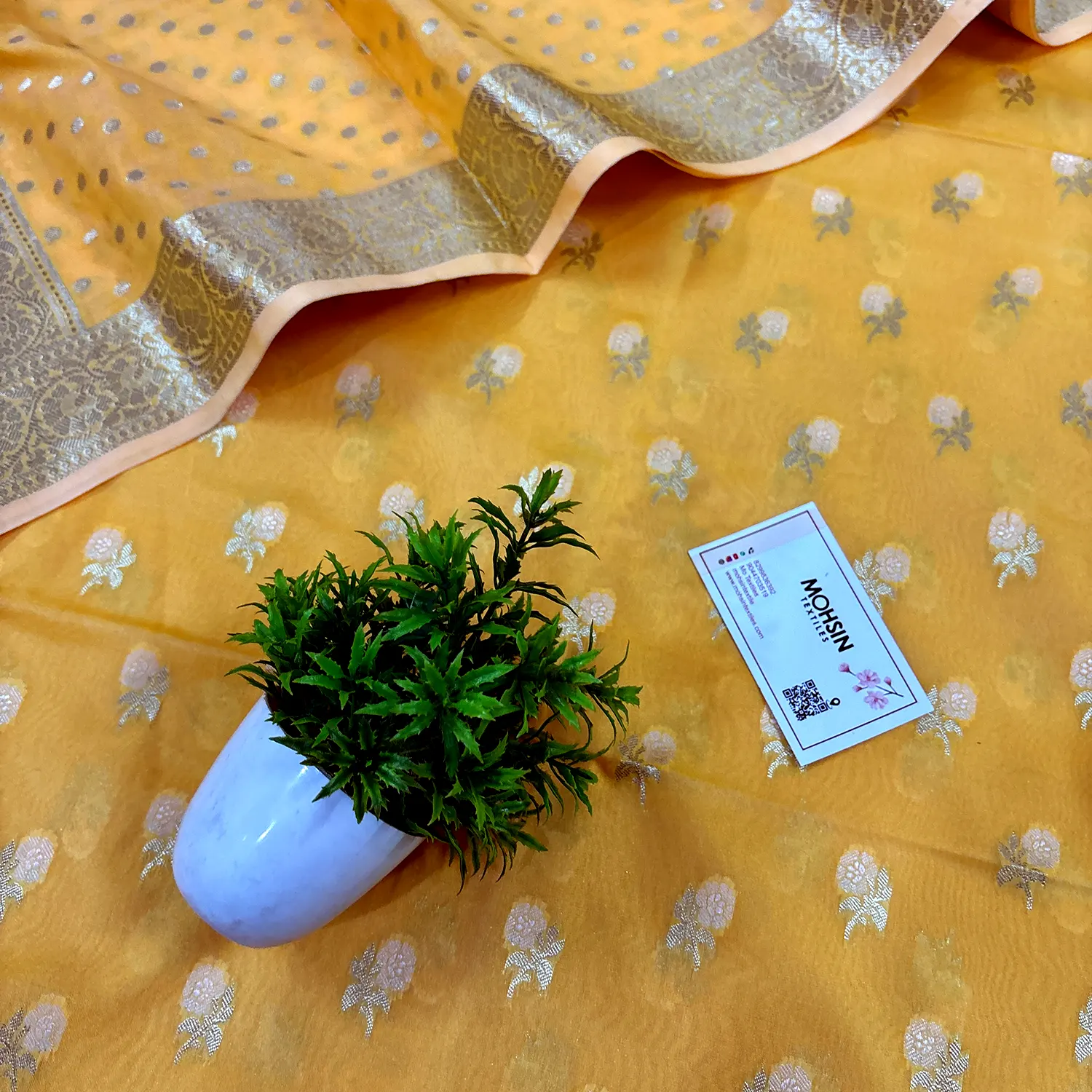 Yellow Zari Katan Silk Banarasi Suit