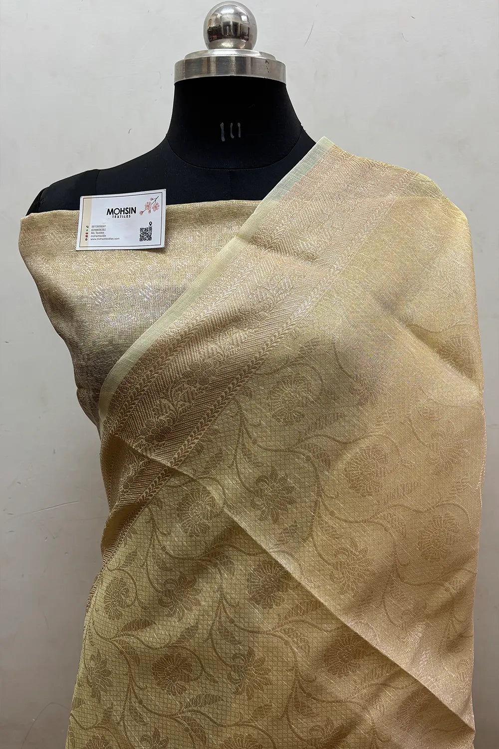 Yellow Zari Linen Silk Banarasi Saree