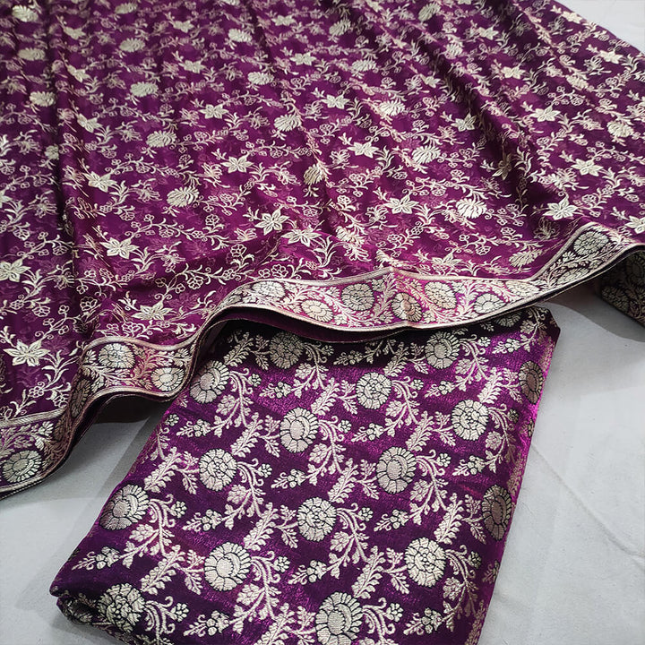 Purple Beautiful Kimkhab Banarasi Gharara Set