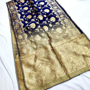 Beautiful Hand Woven Banarasi Ladies Stole. Double Shaded Top-Notch Fabric Soft Fabric.