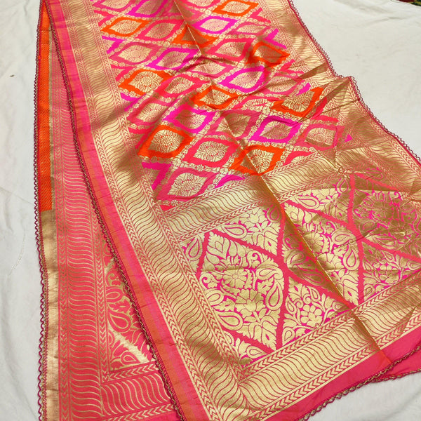 Best Banarasi Silk Stole For Party Occasions & Wedding. Soft Pure Katan Stole With Zari Work.