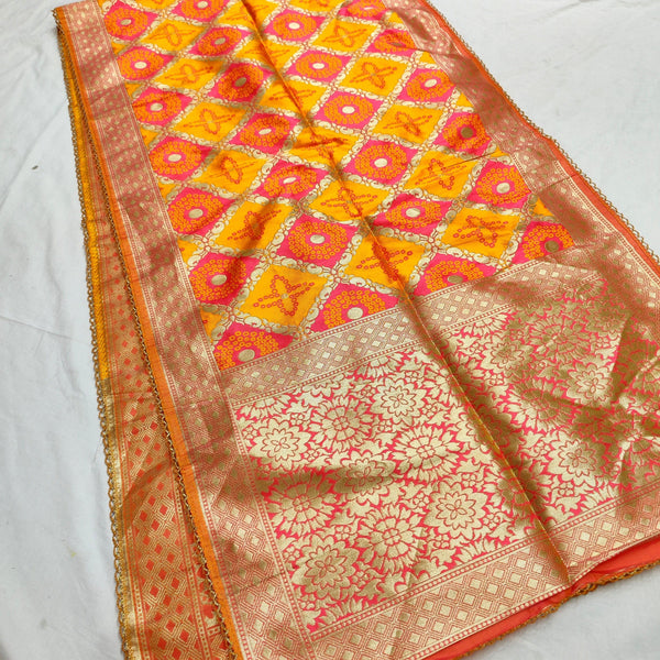 100% Pure Katan Silk Banarasi Stole For Women. Woven by Hand Machine Finest Quality Soft Silk Fabric is Used.