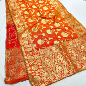 Beautiful Hand Woven Banarasi Ladies Stole. Double Shaded Top-Notch Fabric Soft Fabric.