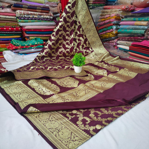 Komal Katan Bridal Banarasi Satan Silk Saree - Mohsin Textiles