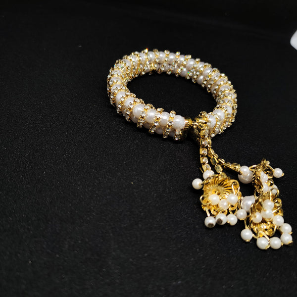 Golden Pearl & Stone Stretchable Latkan Bracelet - Mohsin Textiles