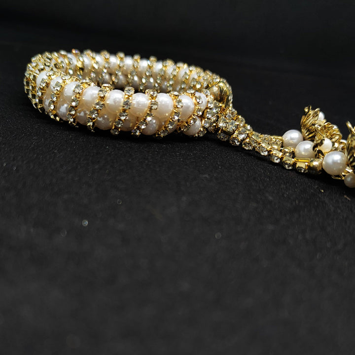 Golden Pearl & Stone Stretchable Latkan Bracelet - Mohsin Textiles