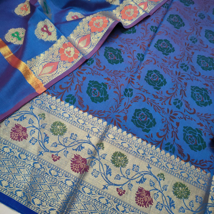 Banarasi Cotton Silk Suit Digital Print Suit Salwar Kameez (Digital Print) Peacock Blue - Mohsin Textiles