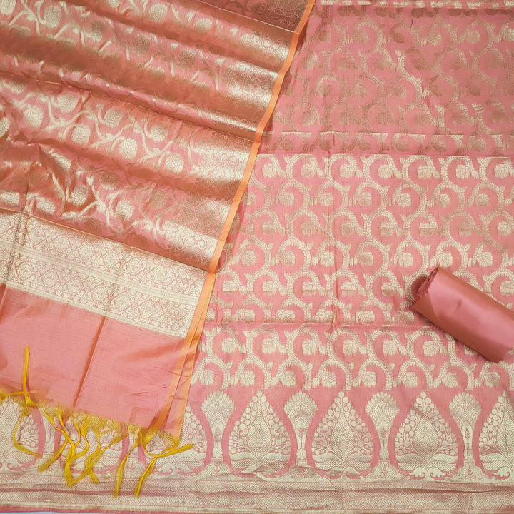 Banarasi Resham Cotton Soft Silk Suit Salwar Kameez (Patta Jaal) Pitch Unstitched - Mohsin Textiles