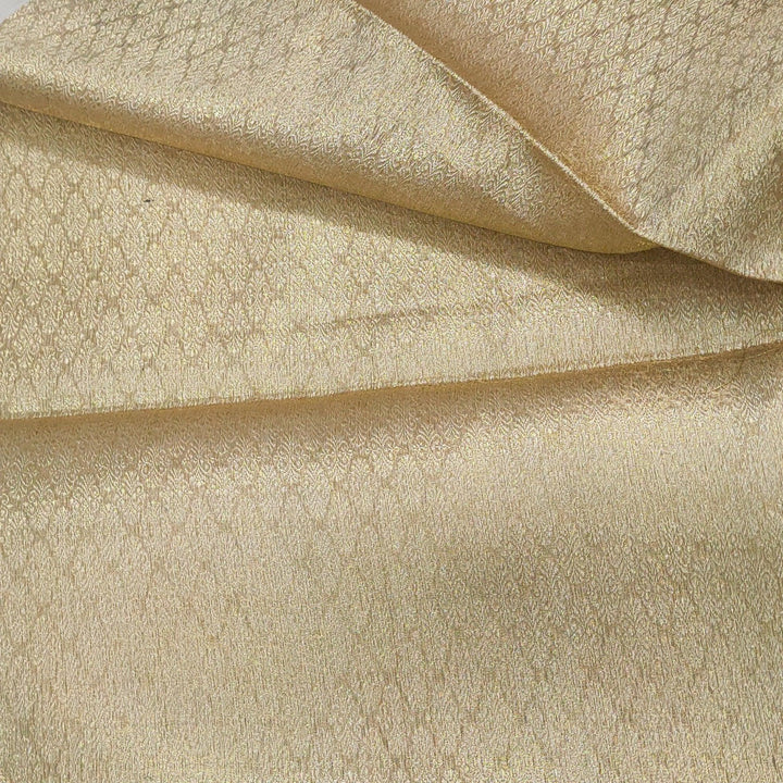 Banarasi Zari Brocade Fabric (Choti Buti ) Golden Unstitched Dress Material - Mohsin Textiles