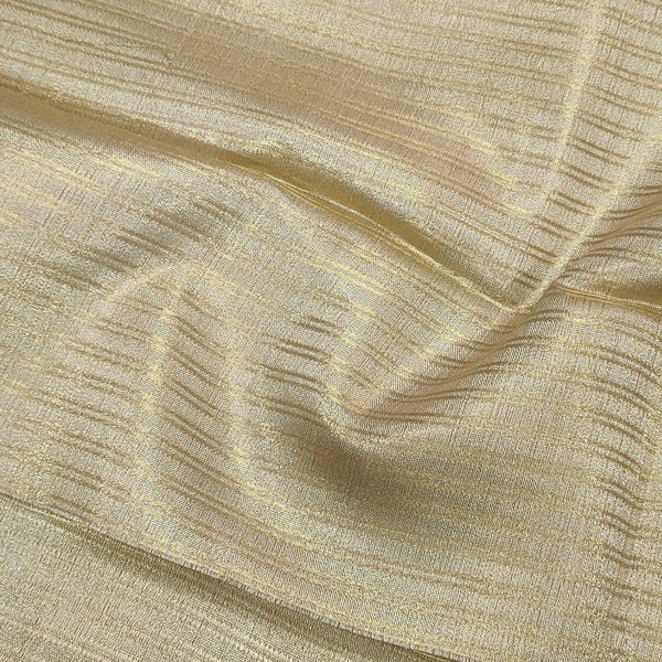 Banarasi Zari Brocade Fabric (Zari Dual Stripe ) Golden Unstitched Dress Material - Mohsin Textiles