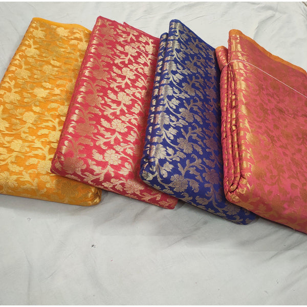 Pure Banarasi Musrize Silk Fabric Unstiched Dress Material (Floral Jaal) - Mohsin Textiles