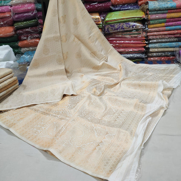 Buta Soft Silk Saree White - Mohsin Textiles