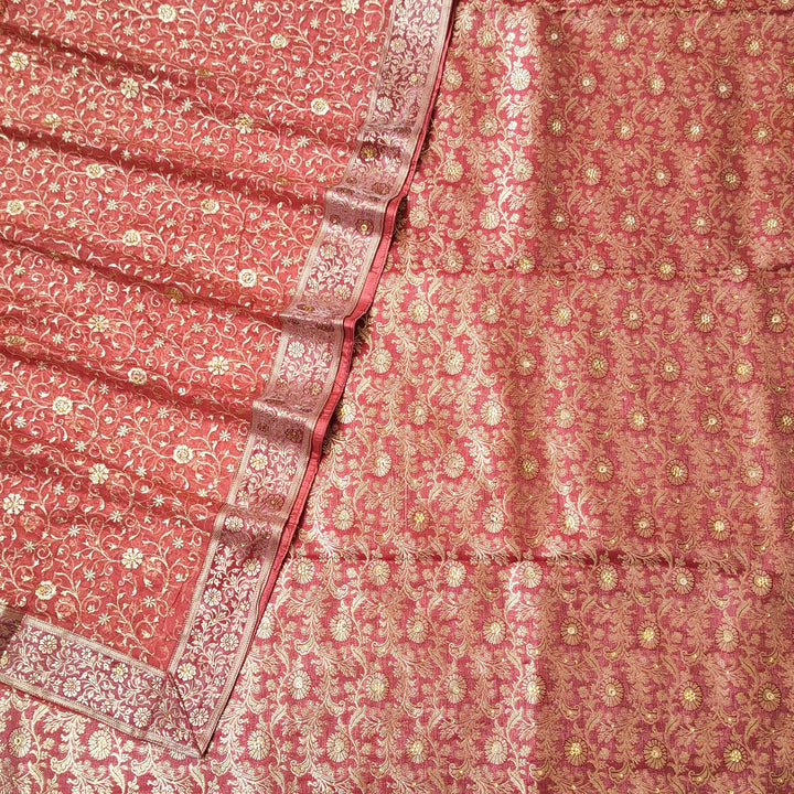 Banarasi Pure Silk Garara / Lahenga / Sharara with Hand Stone (Mughlai Jaal) Rani - Mohsin Textiles