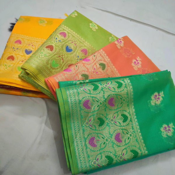 Colorful Border Cotton Silk Banarasi Suit With Heavy Dupatta - Mohsin Textiles