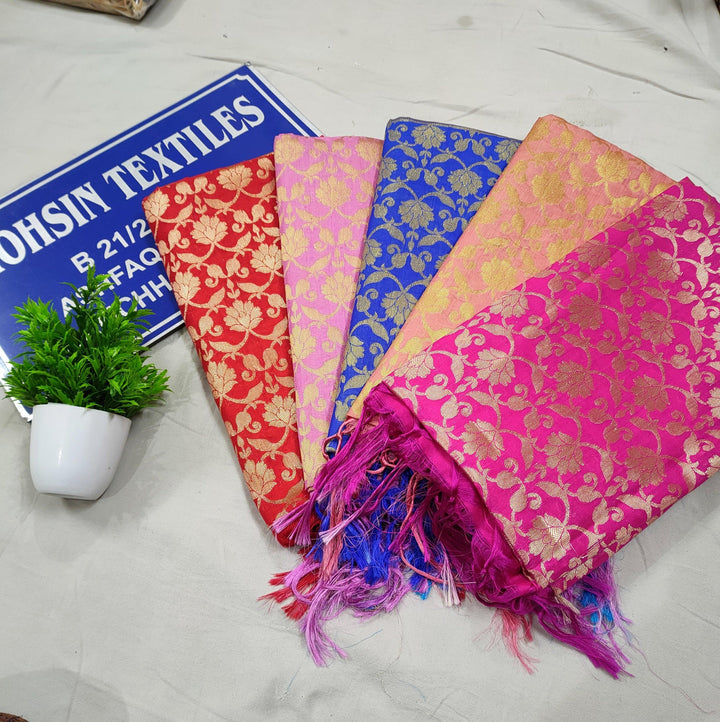 Bridal Katan Silk Dupatta With 4 Side Border - Mohsin Textiles
