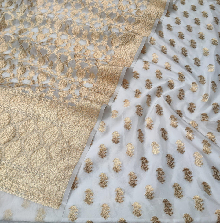 Katrina Organza Silk Banarasi Suit Zari Work - Mohsin Textiles