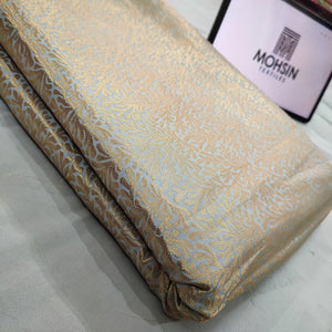 Dhania Pure Banarasi Saton Silk Fabric - Mohsin Textiles