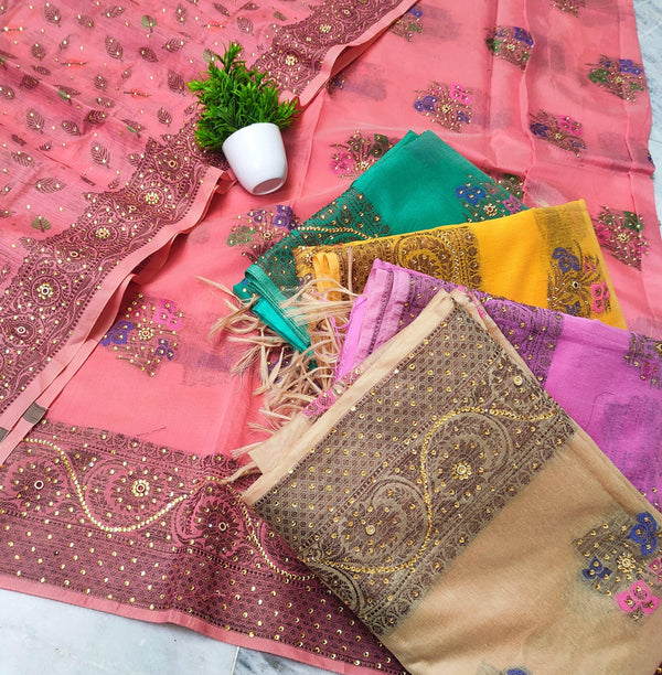 Emir Handwork Resham Banarasi Silk Suit (Salwar Kameez) Stone Work - Mohsin Textiles