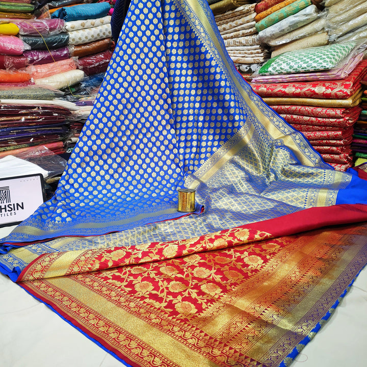 Depika Pure Banarasi Crepe Silk Saree Half Patli (Light Weight) - Mohsin Textiles