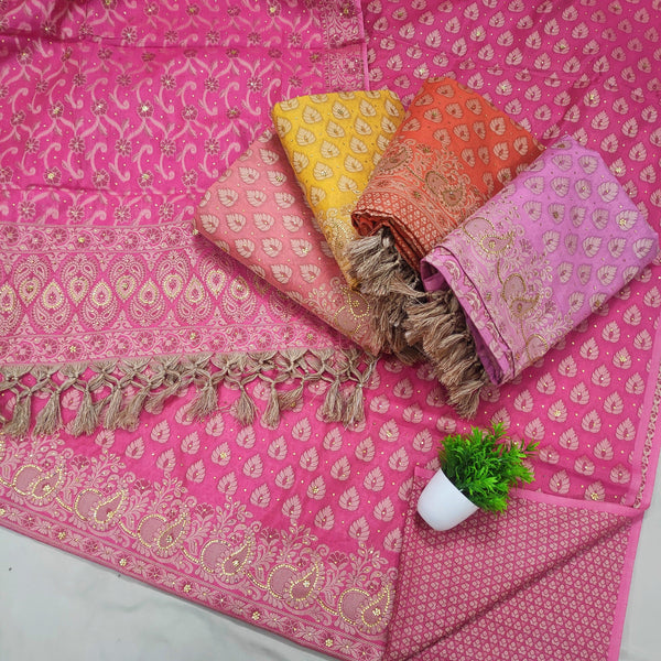 Shalini Handwork Stone Jamdani Banarasi Bright Resham Silk Suit - Mohsin Textiles