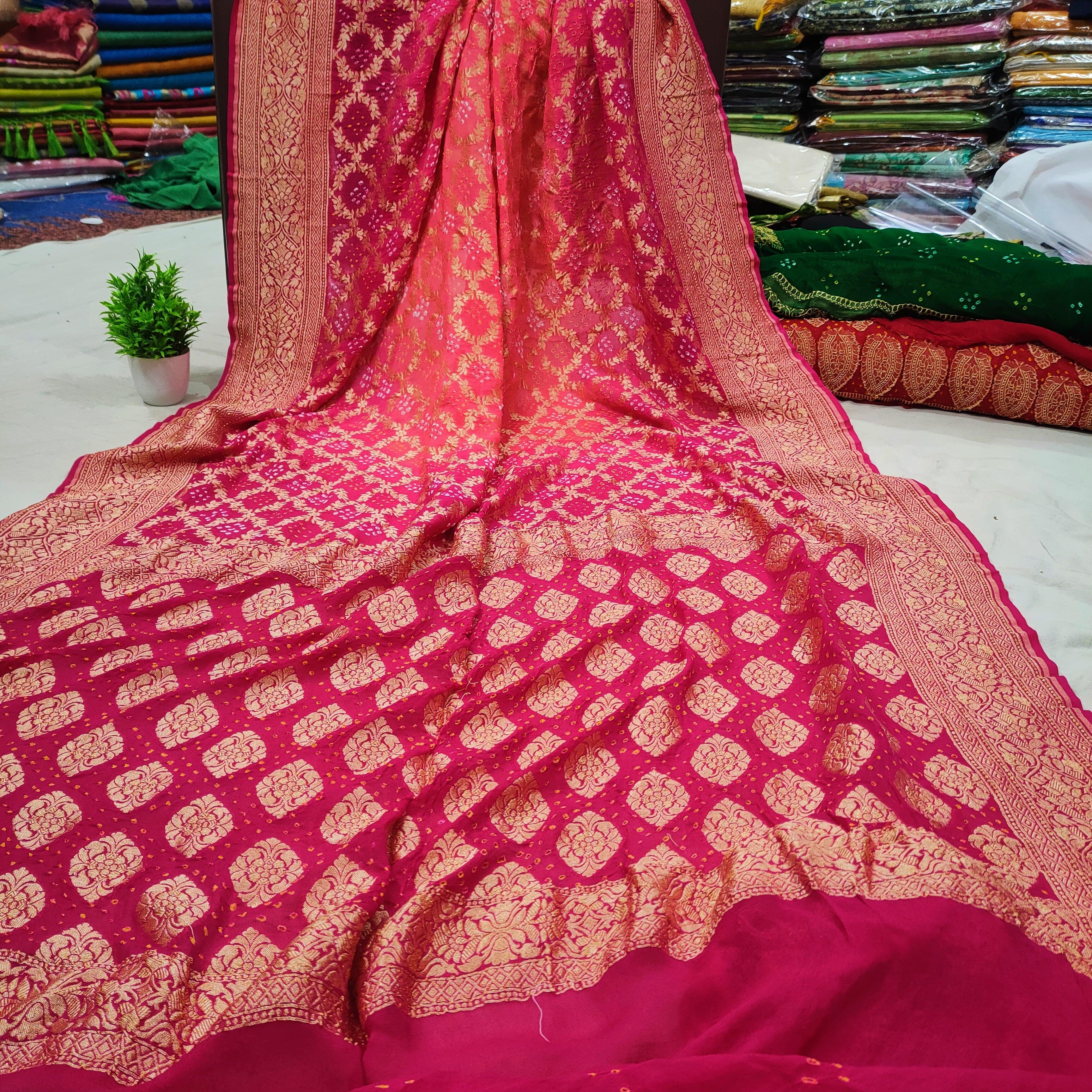 Chiffon bandhej outlet saree