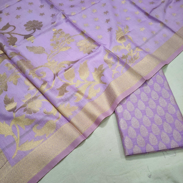 Banarasi handloom original Pure Lilan Silk smooth n silky suit. Easy to Wear and light weight. Good choice for party wedding occasion