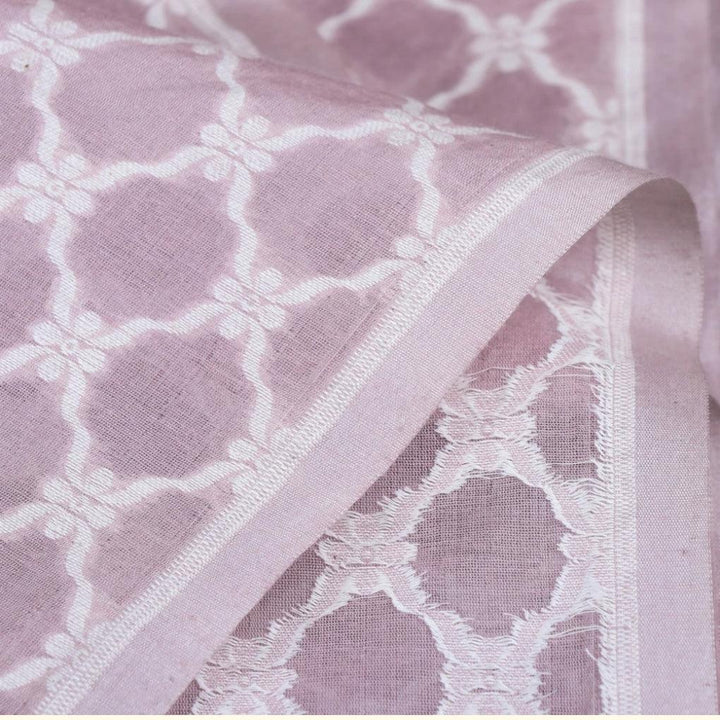 Pure Banarasi Resham Silk Handwon Silk Fabric ( Circle Jaal Cutwork) - Mohsin Textiles