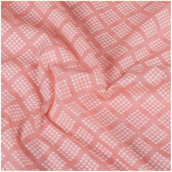 Pure Banarasi Resham Silk Handwon Silk Fabric (Square Cutwork) Light Peach - Mohsin Textiles