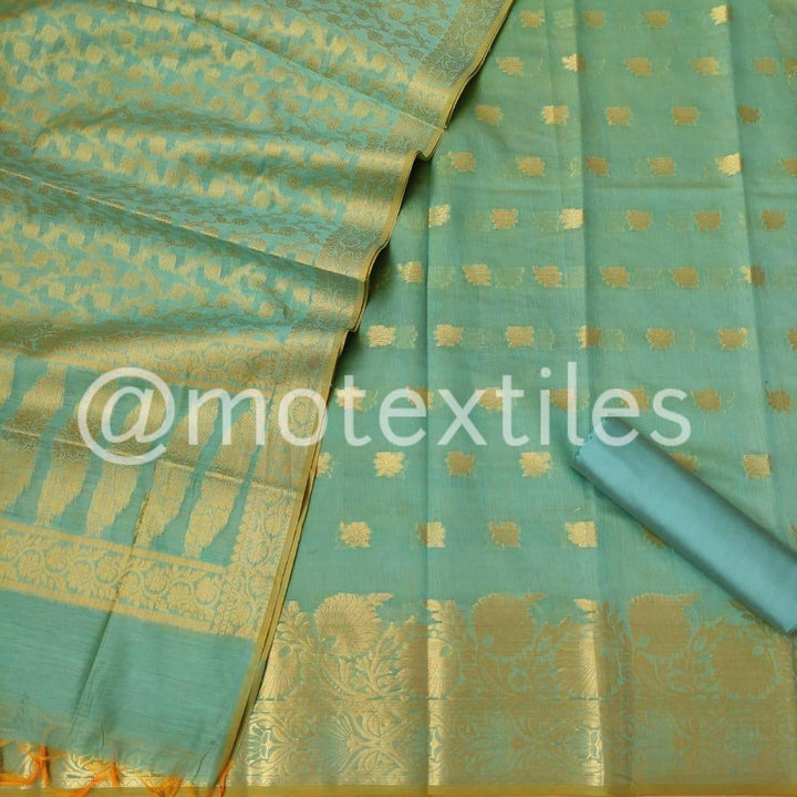 Banarasi Cotton Silk Suit Salwar Kamiz (Zari-Double Flower) Feroze - Mohsin Textiles