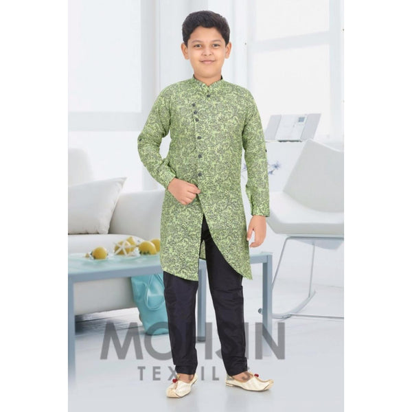 Designer Kurta Payjama Boys Kids (Pista Full Print) - Mohsin Textiles